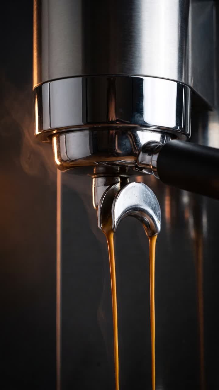 Kawa leje się z kolby ekspresu do białej filiżanki
